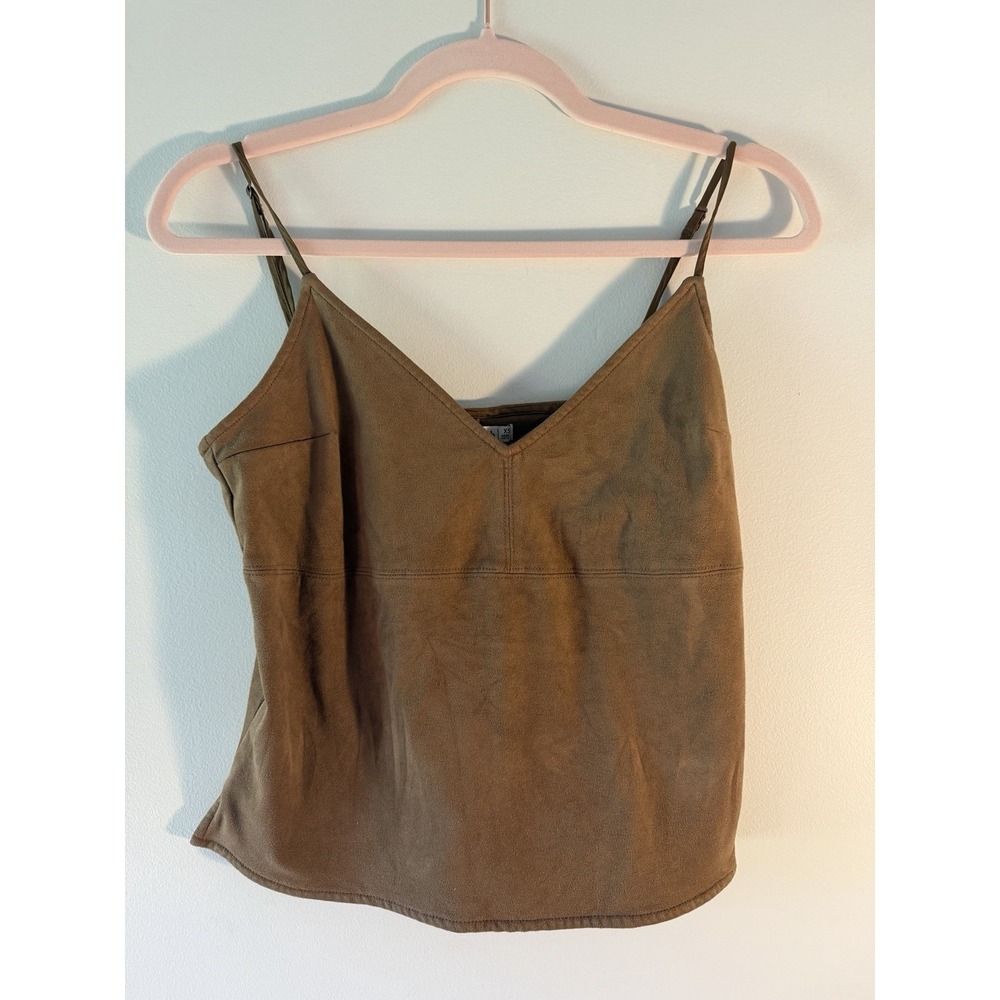 Abercrombie & Fitch Faux Suede Cami Tank Top XS Brown Y2K Adjustable Straps